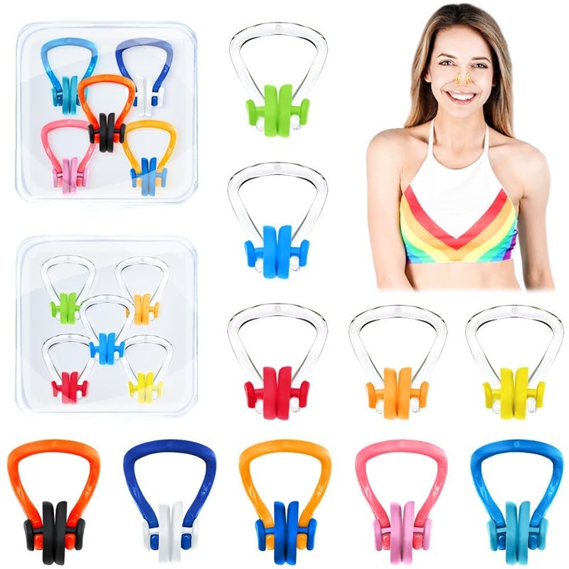 LAMAY 10-Pack Silicone Swimming Nose Clips – Waterproof Nose Plugs for Swimming and Water Sports, Comfortable and Durable with Storage Box (Multi-Color) - Image 1