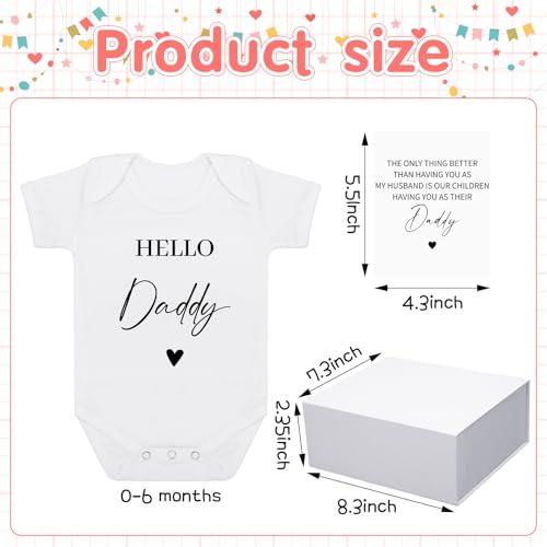 Shyyween 4 Pcs Pregnancy Announcement for Husband, Hello Daddy Baby Bodysuit, Hello Daddy Pregnancy Reveal Card Baby Reveal Gift Box Baby Announcement Gifts Set for Husband Partner - Image 2
