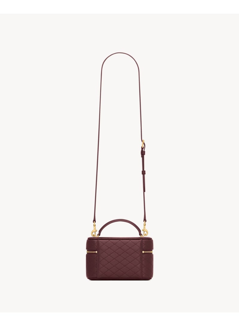 Classic YSL Style Quilted Mini Vanity Bag – Luxury Patent Leather Crossbody Shoulder Handbag for Women – Compact Travel Makeup Bag with Top Handle & Adjustable Strap - Image 3
