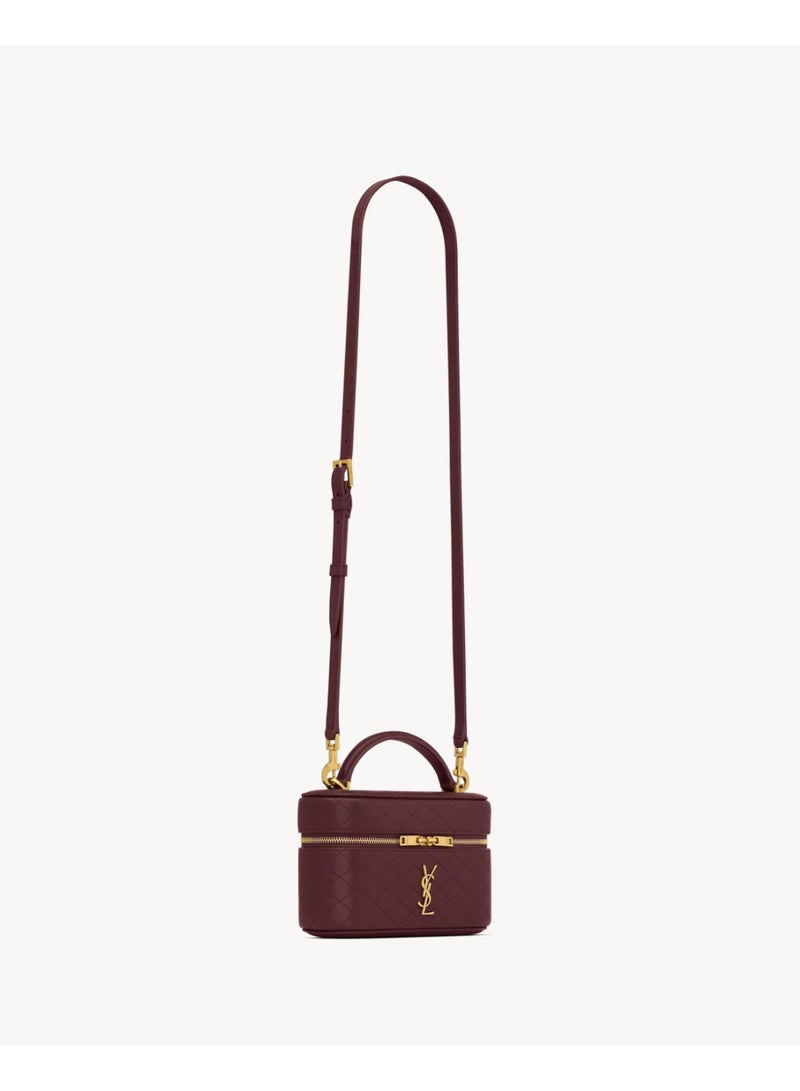 Classic YSL Style Quilted Mini Vanity Bag – Luxury Patent Leather Crossbody Shoulder Handbag for Women – Compact Travel Makeup Bag with Top Handle & Adjustable Strap - Image 2