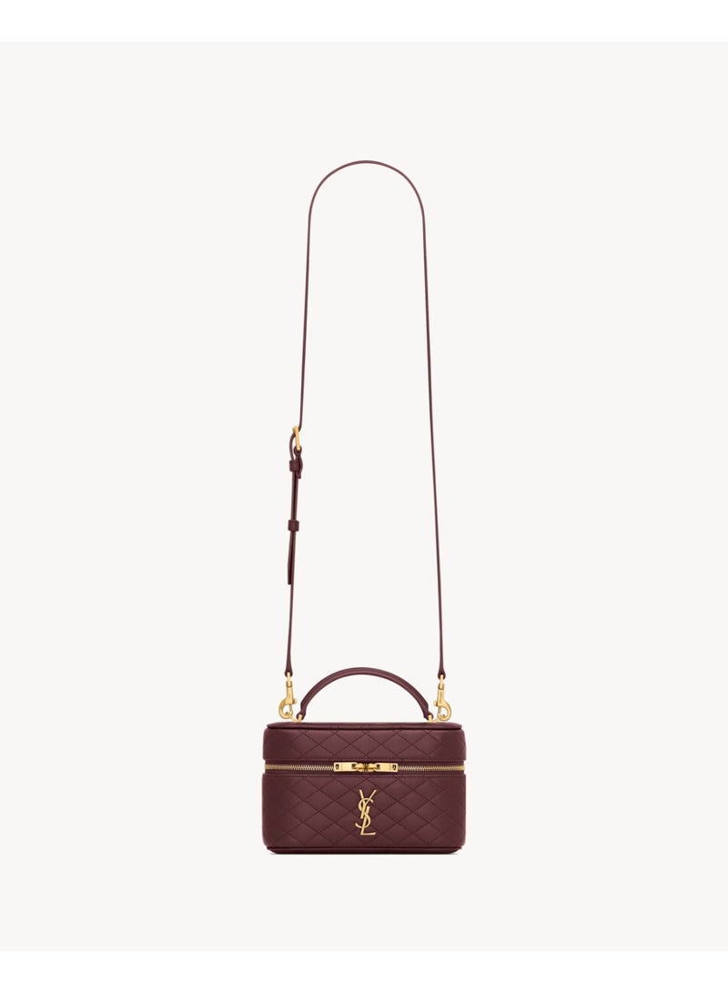 Classic YSL Style Quilted Mini Vanity Bag – Luxury Patent Leather Crossbody Shoulder Handbag for Women – Compact Travel Makeup Bag with Top Handle & Adjustable Strap - Image 5