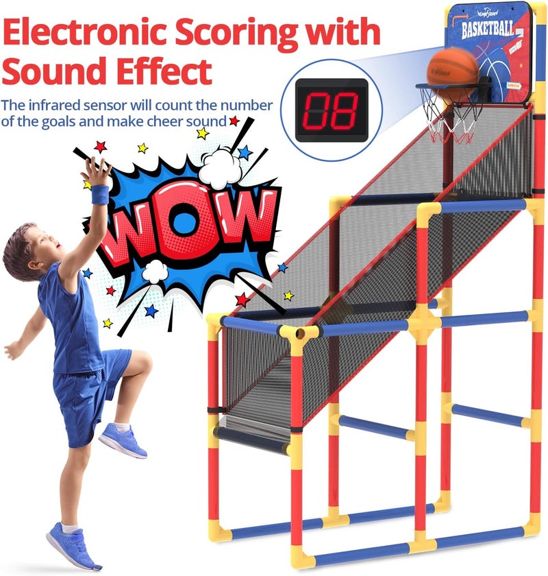 EagleStone Kids Arcade Basketball Game with Electronic Scoreboard and Cheer Sounds, Indoor Outdoor Basketball Hoop with 4 Balls, Game Toy Gift for Ages 3-12 Boys and Girls - Image 2
