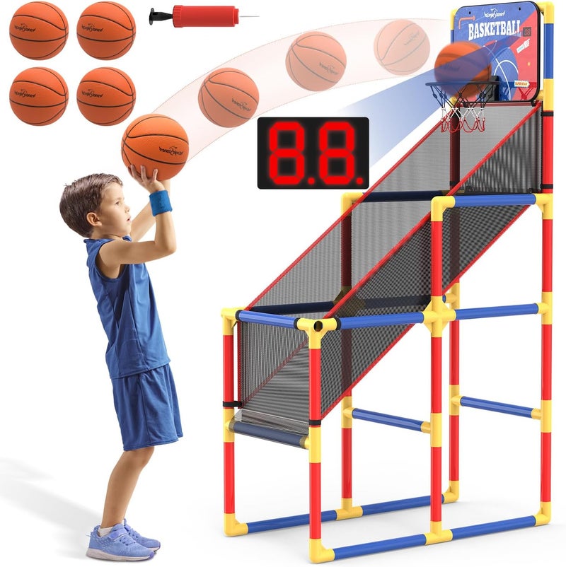 EagleStone Kids Arcade Basketball Game with Electronic Scoreboard and Cheer Sounds, Indoor Outdoor Basketball Hoop with 4 Balls, Game Toy Gift for Ages 3-12 Boys and Girls - Image 1