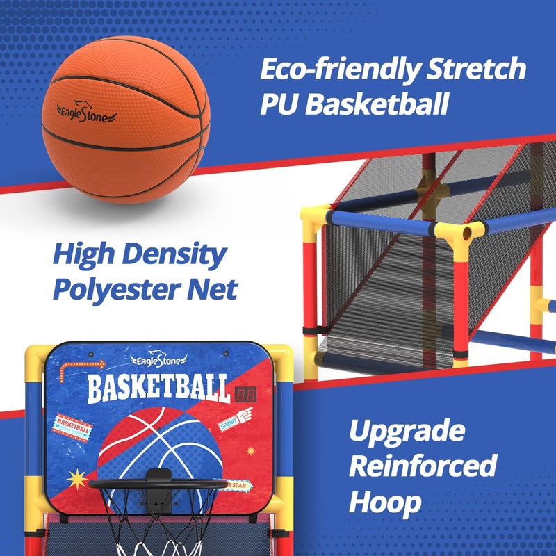 EagleStone Kids Arcade Basketball Game with Electronic Scoreboard and Cheer Sounds, Indoor Outdoor Basketball Hoop with 4 Balls, Game Toy Gift for Ages 3-12 Boys and Girls - Image 4