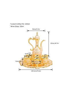 Generic Turkish Tea Set, Gold Turkish Coffee Pot with Vintage Tea Cups and Tea Tray for Home Bar, Tea Party, Craft Ornaments, Wedding Gift  - Image 2