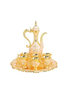 Generic Turkish Tea Set, Gold Turkish Coffee Pot with Vintage Tea Cups and Tea Tray for Home Bar, Tea Party, Craft Ornaments, Wedding Gift  - Image 1