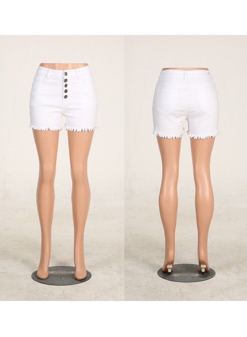 Loquat Fringed Leg Women's Mid-rise Denim Shorts - Image 1