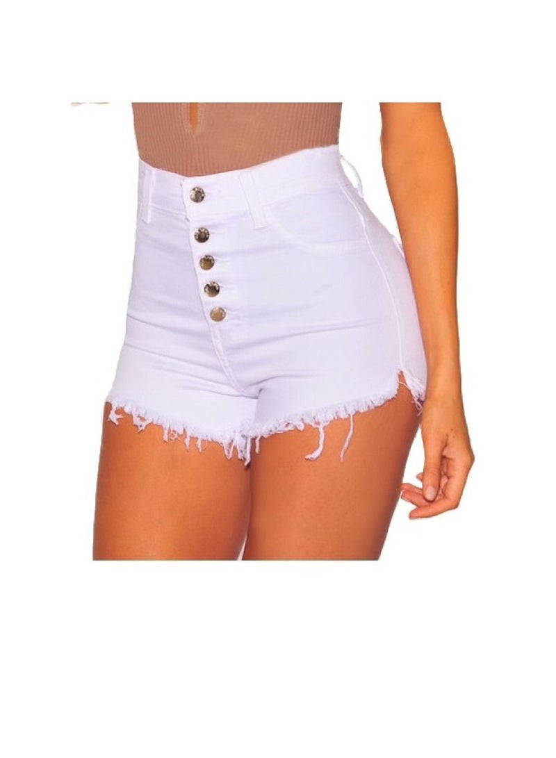 Loquat Fringed Leg Women's Mid-rise Denim Shorts - Image 2