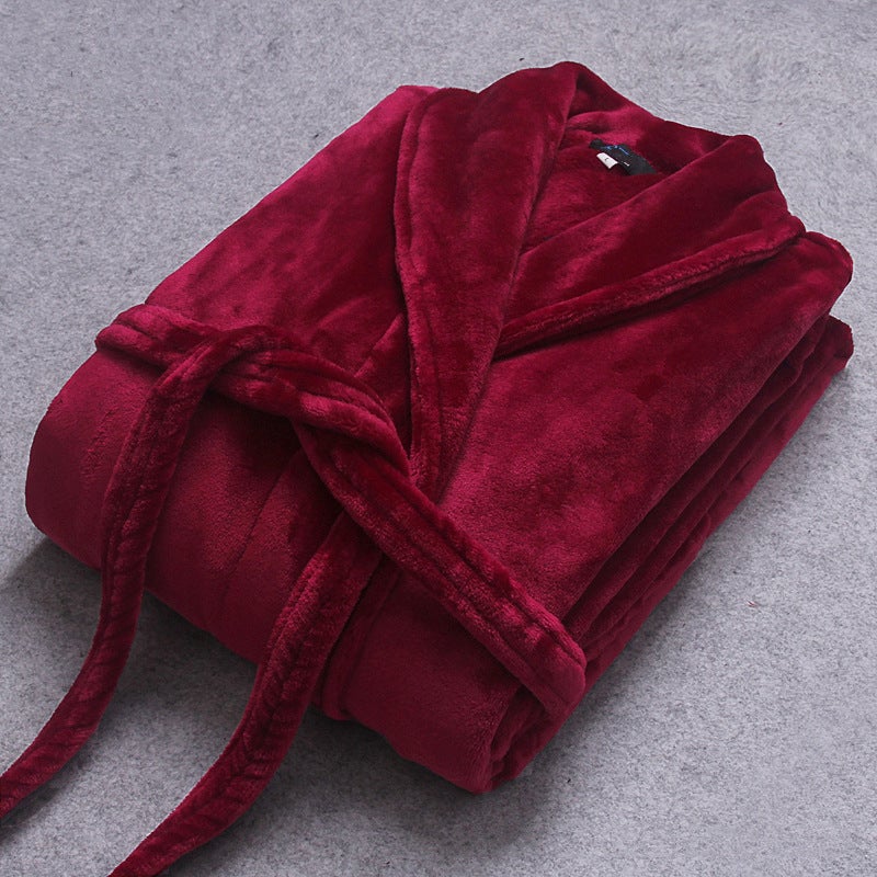 Coral Fleece Nightgown New Thickened Long Flannel Warm Pajamas Couple Plus Size Men And Women Home - Image 4