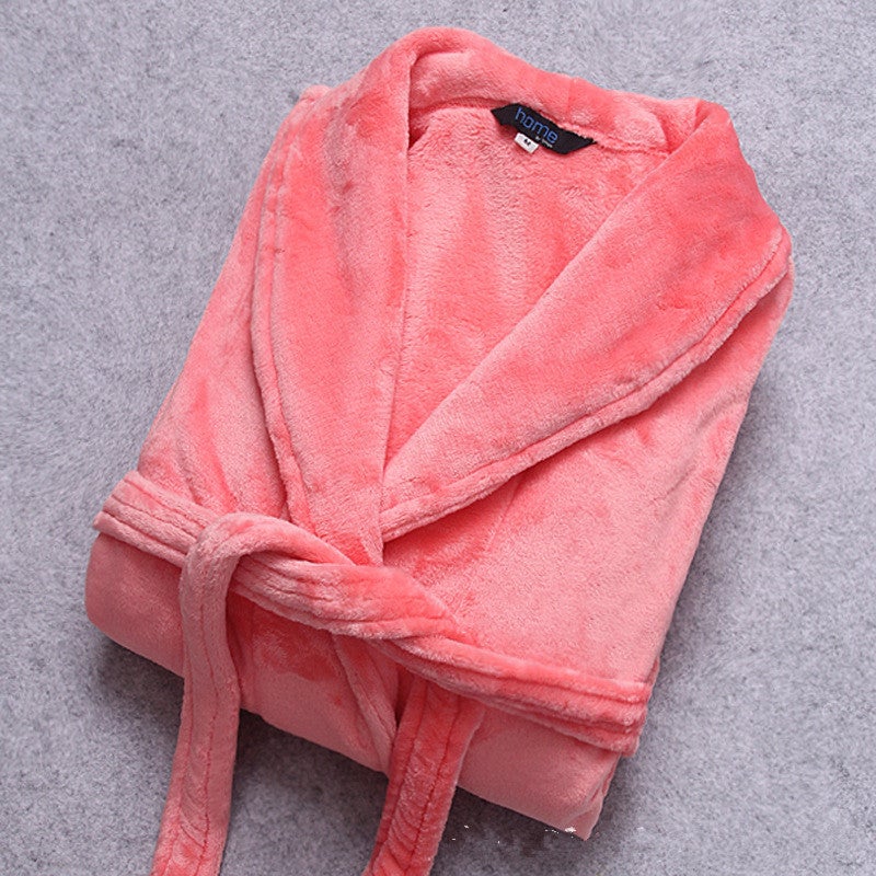 Coral Fleece Nightgown New Thickened Long Flannel Warm Pajamas Couple Plus Size Men And Women Home - Image 3