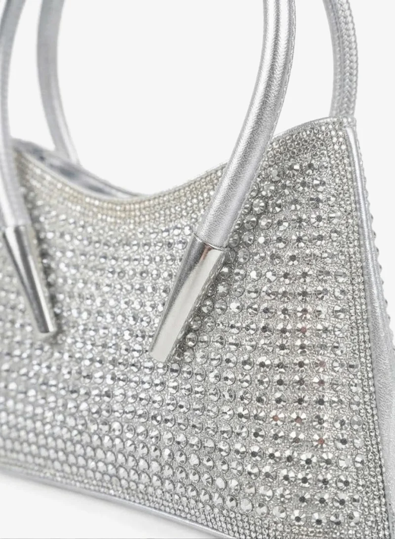 Viny Viny Women's Crystal Rhinestone Mini Handbag – Embellished Evening Bag with Rounded Top Handle