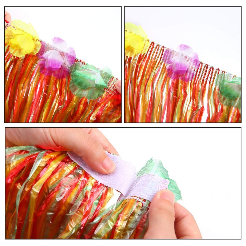 Elcoho 8 Pieces Grass Skirt Sunglasses Leis Necklace Bracelet Set Luau Decorations for Kids and Adults - Image 4