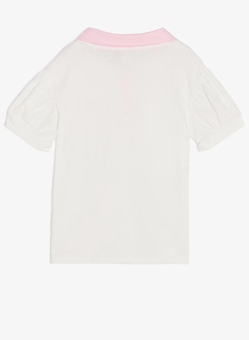 Pinata  Heart Print White Cotton Polo Tshirt for Women | Best Price UAE