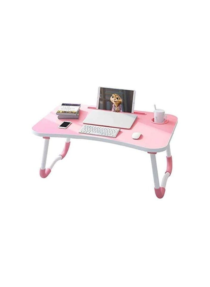Portable Folding Laptop Desk Adjustable Study Table Notebook Desktop Standing Mobile Lazy Lap Tray For Bed Reading Pink - Image 1