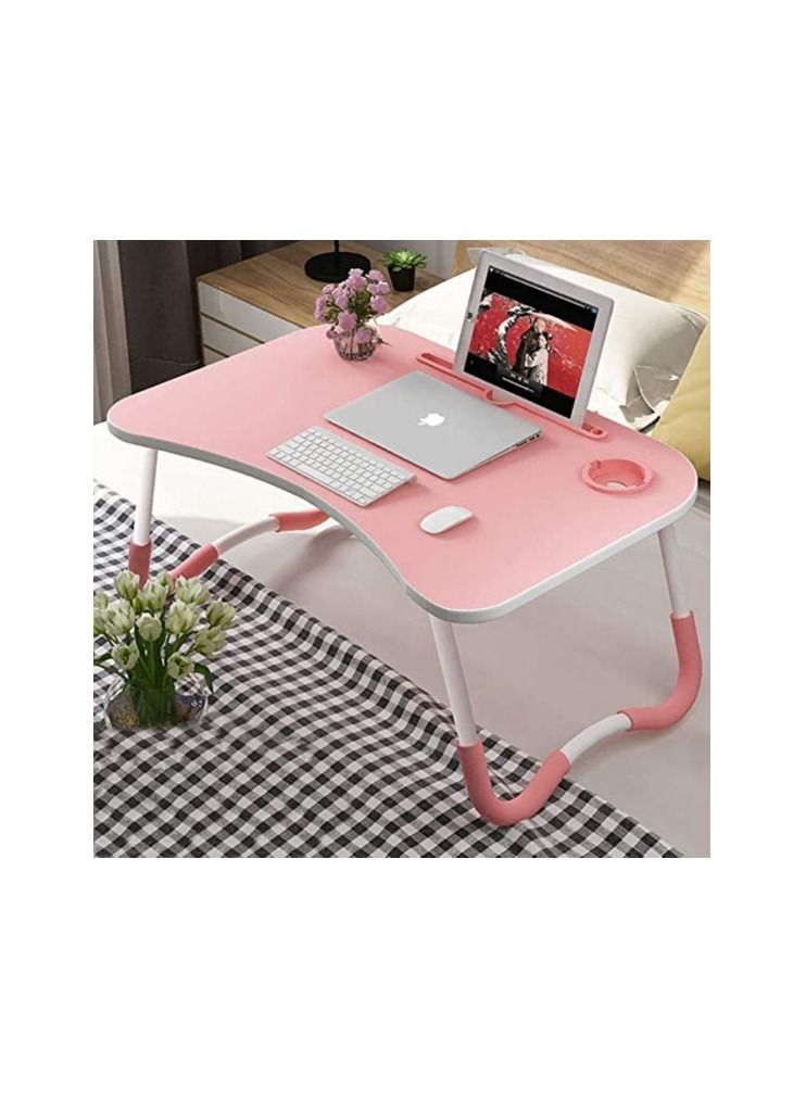 Portable Folding Laptop Desk Adjustable Study Table Notebook Desktop Standing Mobile Lazy Lap Tray For Bed Reading Pink - Image 2