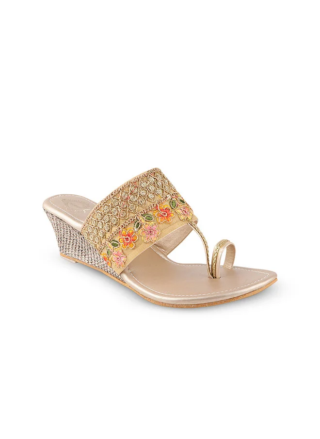 Shoetopia Shoetopia Girls Ethnic Embellished Wedges