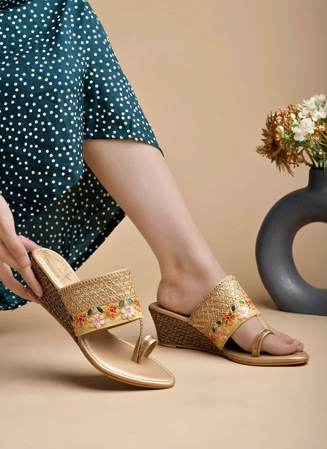 Shoetopia Shoetopia Girls Ethnic Embellished Wedges