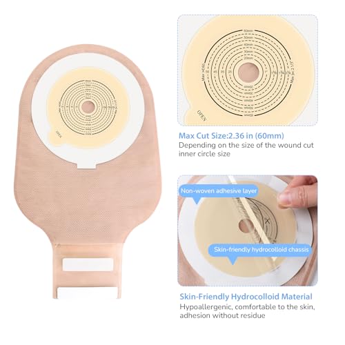 Heagimed 20 PCS Colostomy Bags, 15 Mm-60 Mm Cut to Fit Drainable Pouches with Closure for Ileostomy Stoma Care, One Piece Ostomy Bag, Ostomy Supplies, Equipped with Exhaust Valve Device, Easy to Exhaust - Image 2