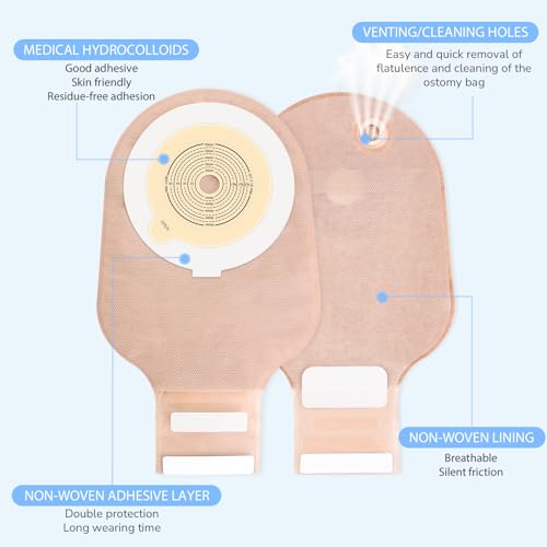 Heagimed 20 PCS Colostomy Bags, 15 Mm-60 Mm Cut to Fit Drainable Pouches with Closure for Ileostomy Stoma Care, One Piece Ostomy Bag, Ostomy Supplies, Equipped with Exhaust Valve Device, Easy to Exhaust - Image 3