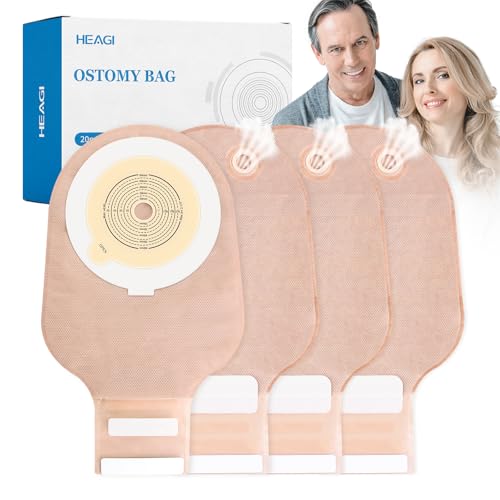 Heagimed 20 PCS Colostomy Bags, 15 Mm-60 Mm Cut to Fit Drainable Pouches with Closure for Ileostomy Stoma Care, One Piece Ostomy Bag, Ostomy Supplies, Equipped with Exhaust Valve Device, Easy to Exhaust - Image 1