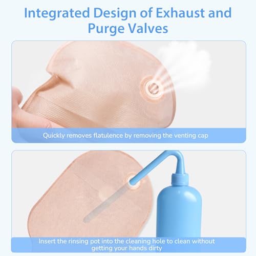 Heagimed 20 PCS Colostomy Bags, 15 Mm-60 Mm Cut to Fit Drainable Pouches with Closure for Ileostomy Stoma Care, One Piece Ostomy Bag, Ostomy Supplies, Equipped with Exhaust Valve Device, Easy to Exhaust - Image 4