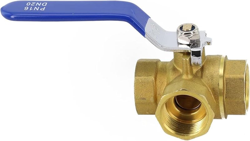 Brass Ball Valve Manual Lever Shut Off 3 Way L T Port DN20 T Type 1 6MPa - Image 3