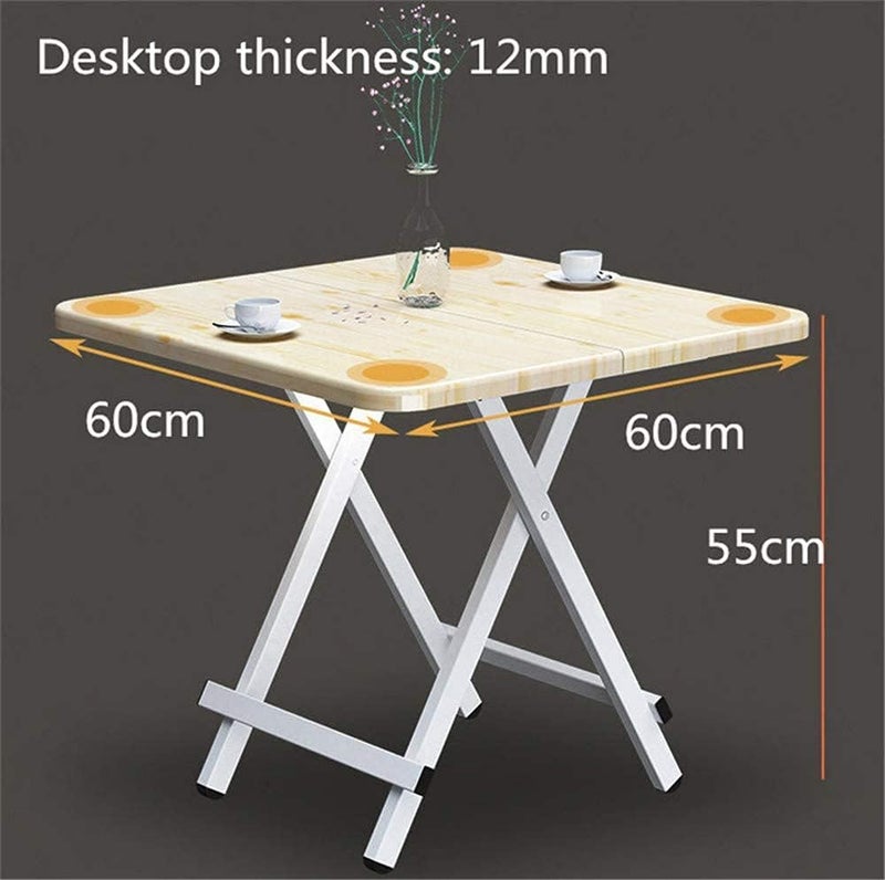 N.C Folding snack table, portable folding outdoor camping table, laptop table collapsible tabl for backyard bbq outdoor hiking garden picnic tables (wood grain - 60 * 60 * 55cm) - Image 3