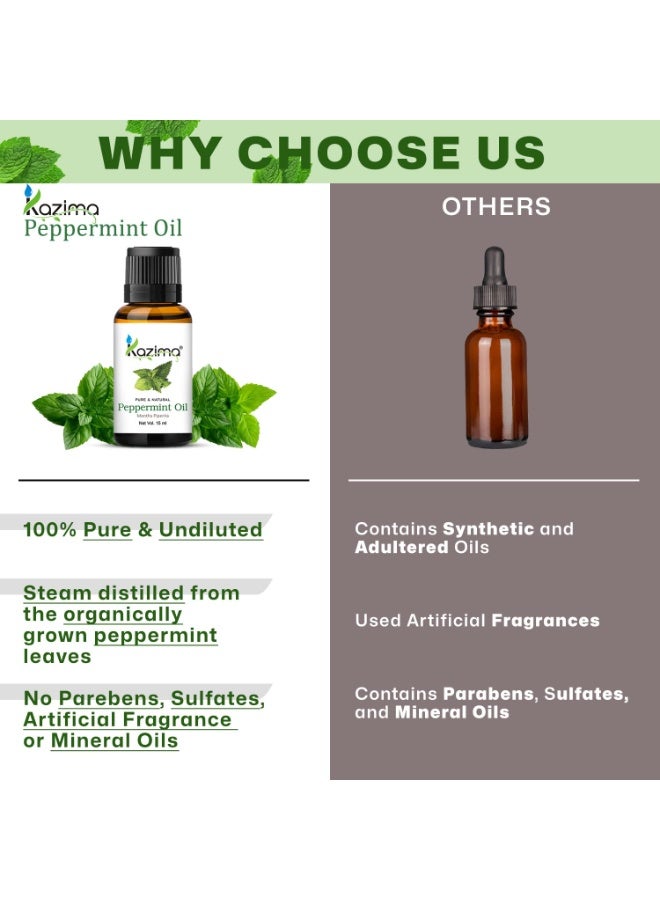 KAZIMA Peppermint Essential Oil 100% Pure Natural & Undiluted For Skin care & Hair (15 ML) - Image 3