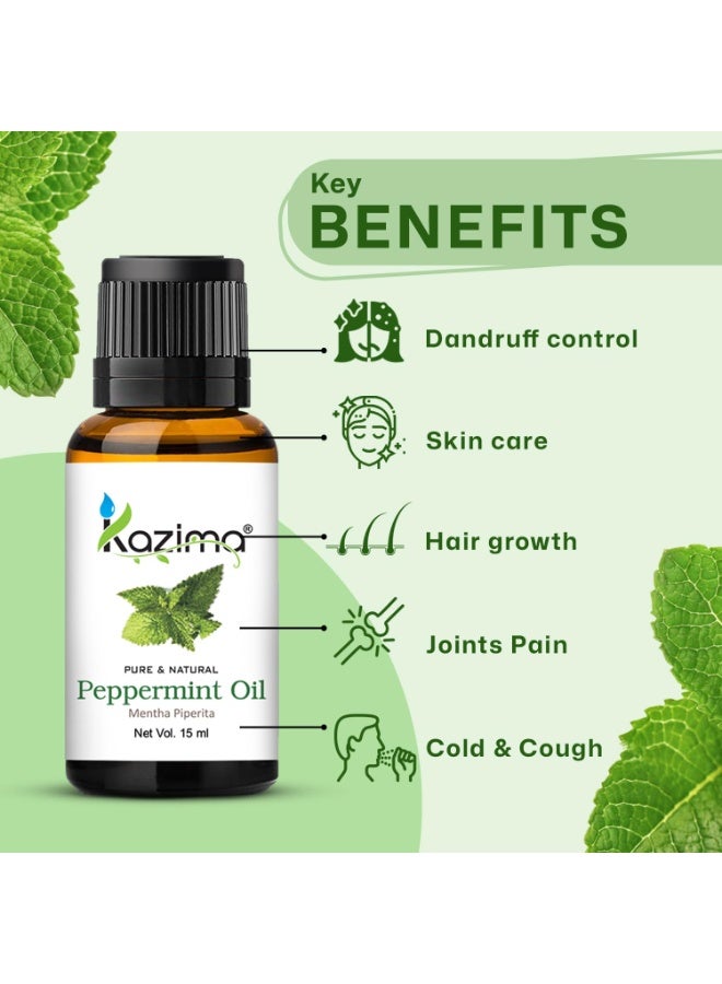 KAZIMA Peppermint Essential Oil 100% Pure Natural & Undiluted For Skin care & Hair (15 ML) - Image 2