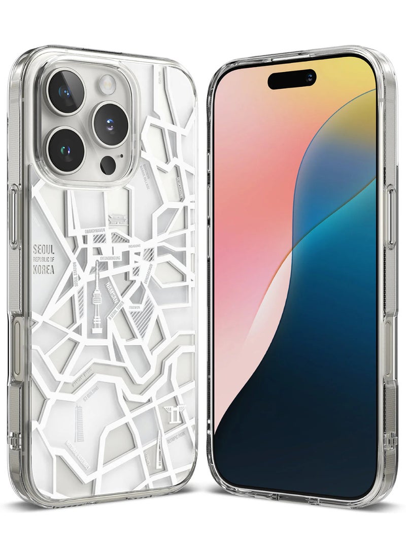 رينجك Ringke Fusion Design Compatible with Apple iPhone 16 Pro Augmented Shockproof Protective Phone Cover Designed for iPhone 16 Pro Case Seoul Map Seoul Map White - Image 1