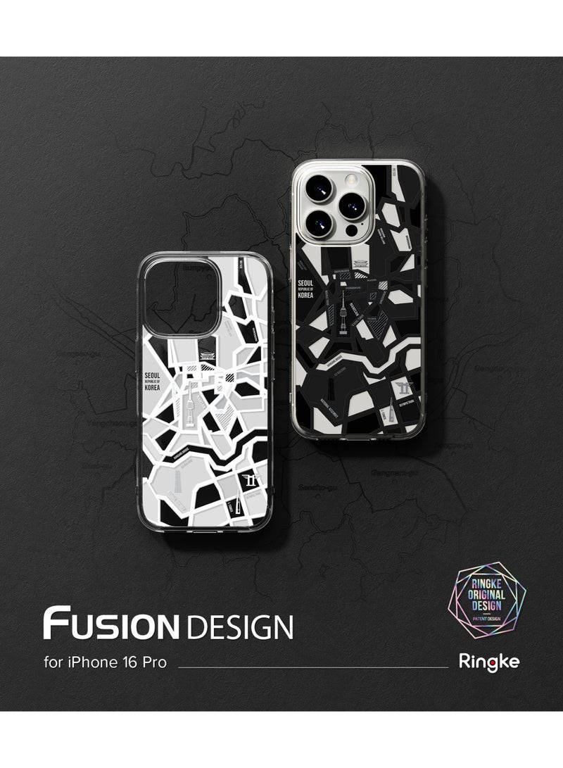 رينجك Ringke Fusion Design Compatible with Apple iPhone 16 Pro Augmented Shockproof Protective Phone Cover Designed for iPhone 16 Pro Case Seoul Map Seoul Map White - Image 2