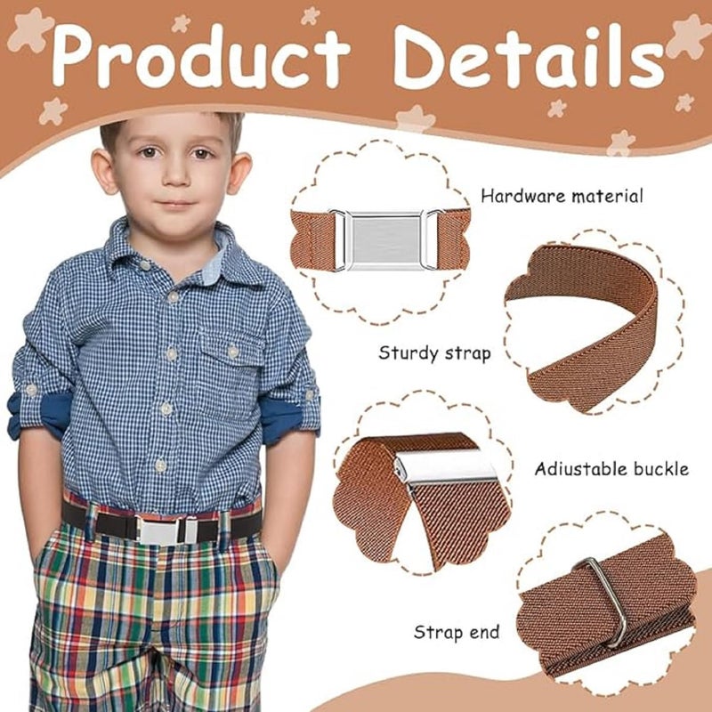 Aakarit 2 Pack Adjustable Belt for Kids, Stretchy Kids for Boys Girls, Adjustable Waist, Elastic Silver Buckle Child Toddler | Black & Brown Set - Image 5