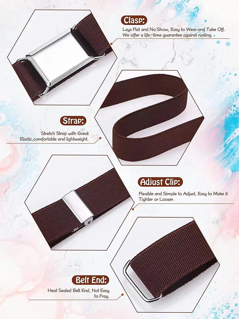 Aakarit 2 Pack Adjustable Belt for Kids, Stretchy Kids for Boys Girls, Adjustable Waist, Elastic Silver Buckle Child Toddler | Black & Brown Set - Image 3