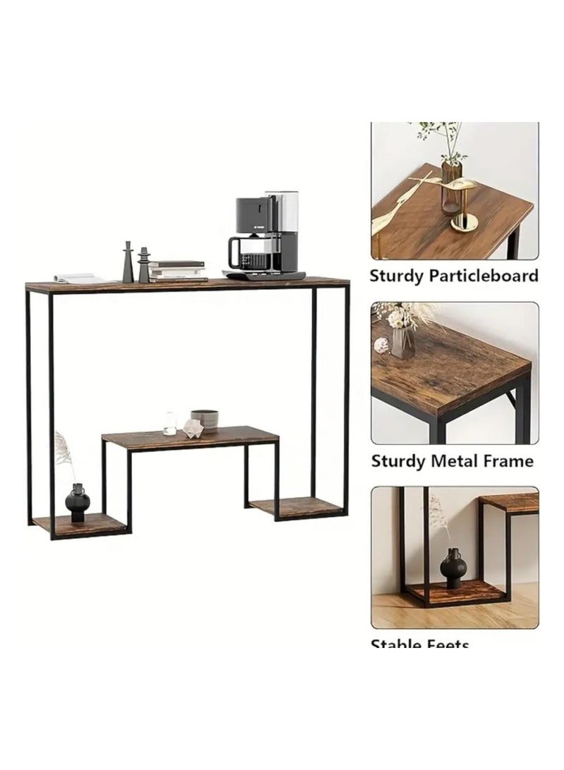 إكسبرت طاولة كونسول احترافية ثلاثية الطبقات بتصميم حديث، مع رف تخزين، مناسبة لمعدات القهوة، وطاولة للمدخل وغرفة المعيشة - Image 2