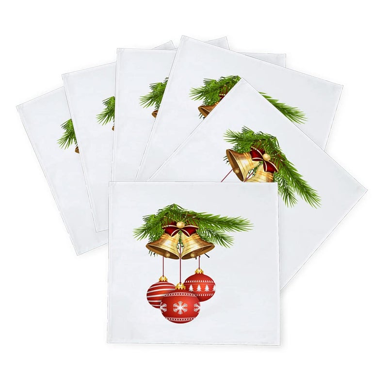 Khakee 6 Pcs Christmas Theme Silk Table Napkins 10x 10 for Xmas Decoration Christmas OrnamentsChristmas Giftxmas21692 - Image 2