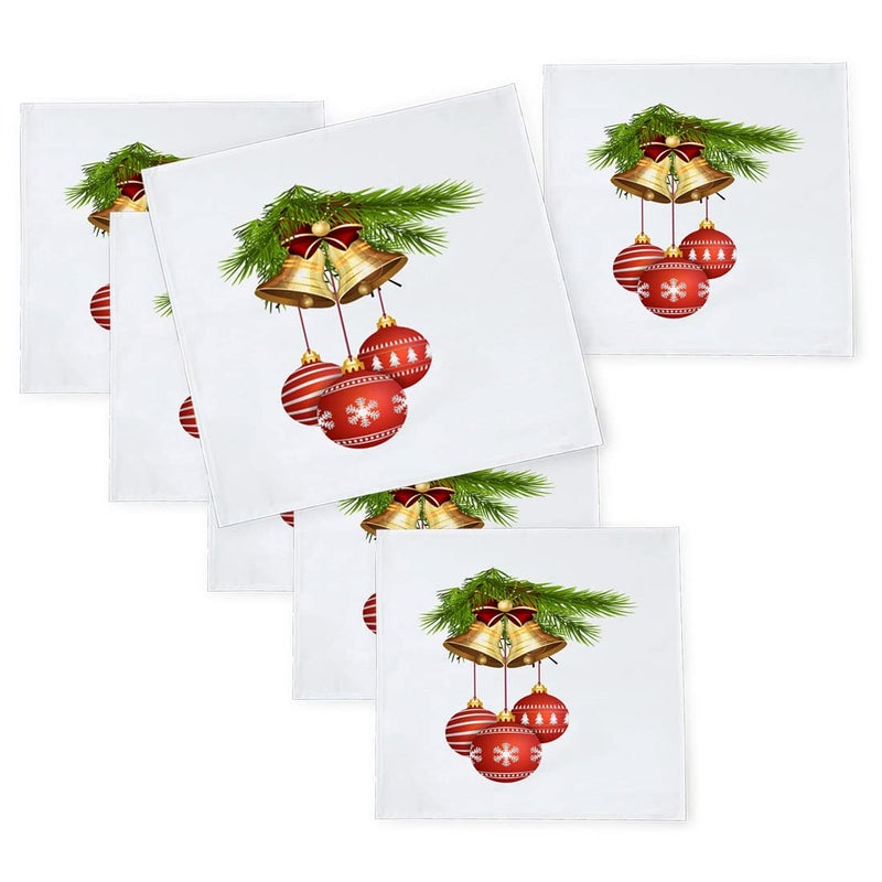 Khakee 6 Pcs Christmas Theme Silk Table Napkins 10x 10 for Xmas Decoration Christmas OrnamentsChristmas Giftxmas21692 - Image 1