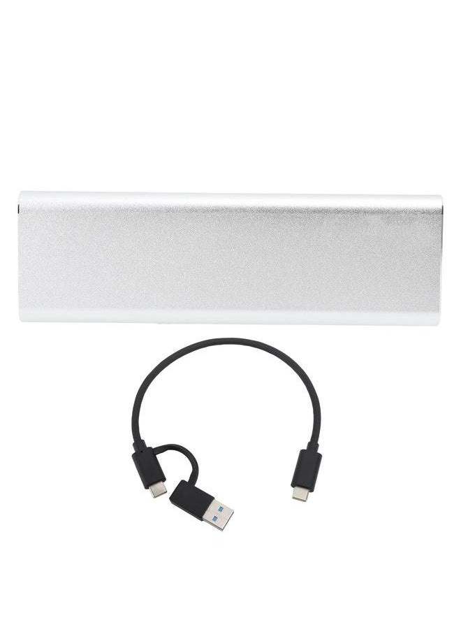 Thoraya M.2 Nvme PCIE/NGFF SATA SSD Enclosure Dual Protocol SSD Enclosure Type-C USB3.1 Gen2 Portable Aluminum Alloy Hard Drive Enclosure Silver Hard Drive Enclosure with A/CC Dual-Head Cable  - Image 1