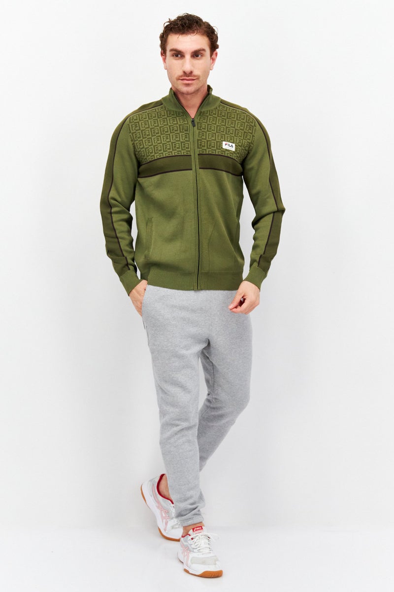 FILA سترة رياضية للرجال طويلة الأكمام مناسبة في الهواء الطلق، زيتوني  - Image 3