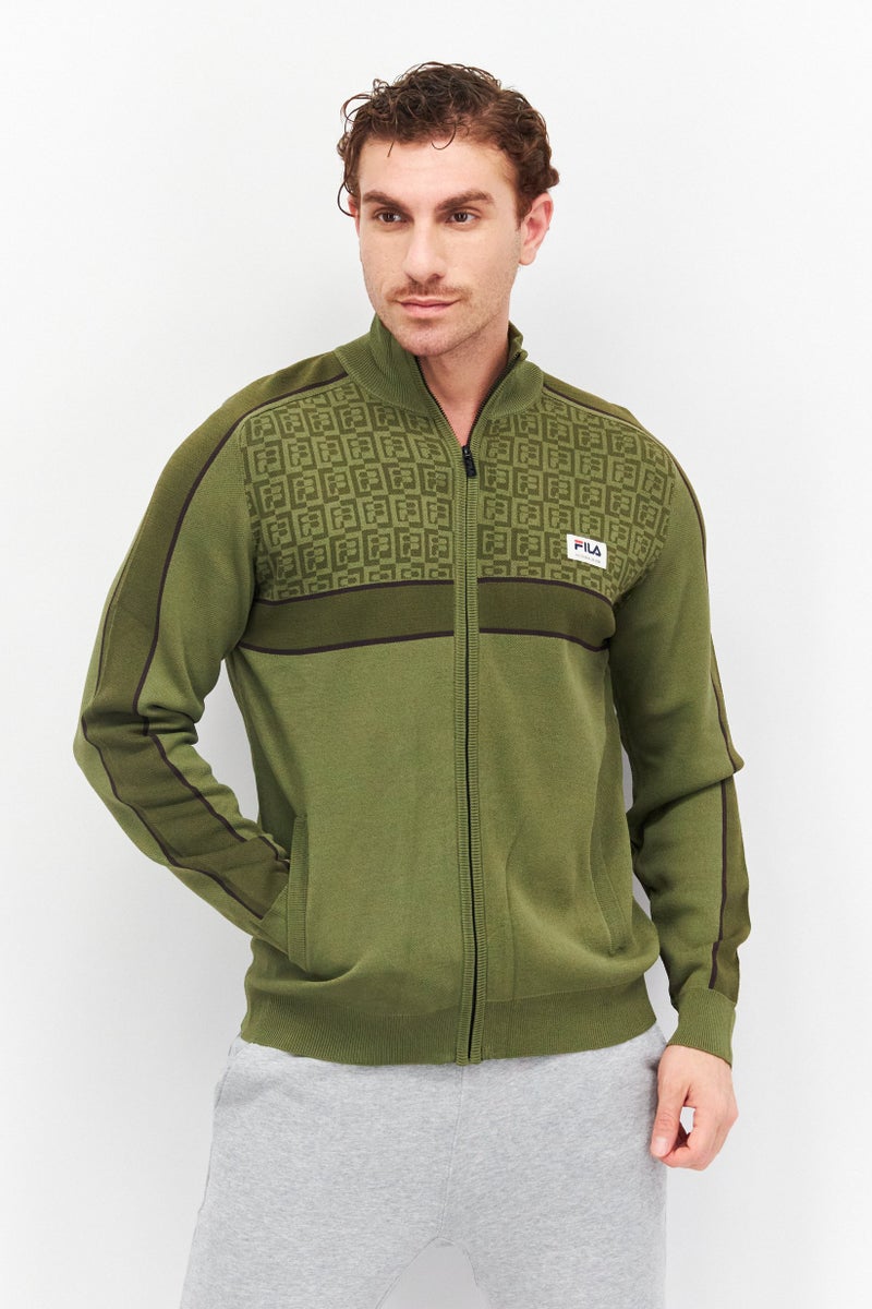 FILA سترة رياضية للرجال طويلة الأكمام مناسبة في الهواء الطلق، زيتوني  - Image 1