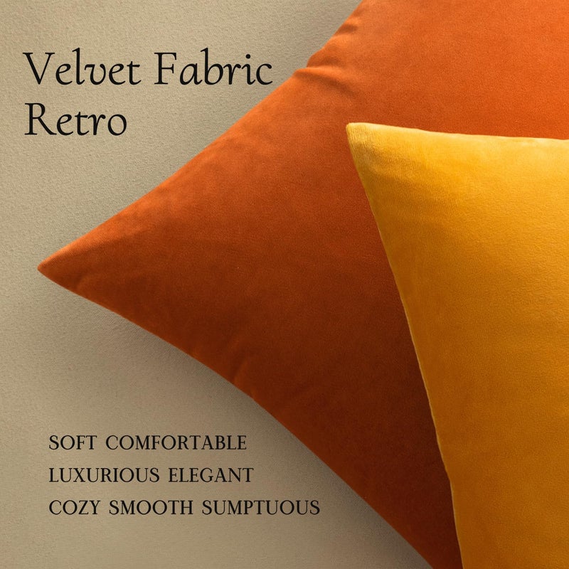 MIULEE Velvet Throw Pillow Covers 16x16 Inch, Pack of 2 - Orange, Soft Solid Decorative Pillow Covers Farmhouse Modern Home Decor for Couch Sofa Bedroom Living Room - Image 5
