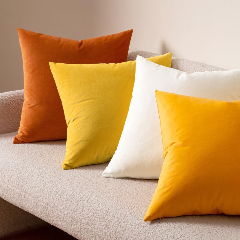 MIULEE Velvet Throw Pillow Covers 16x16 Inch, Pack of 2 - Orange, Soft Solid Decorative Pillow Covers Farmhouse Modern Home Decor for Couch Sofa Bedroom Living Room - Image 4