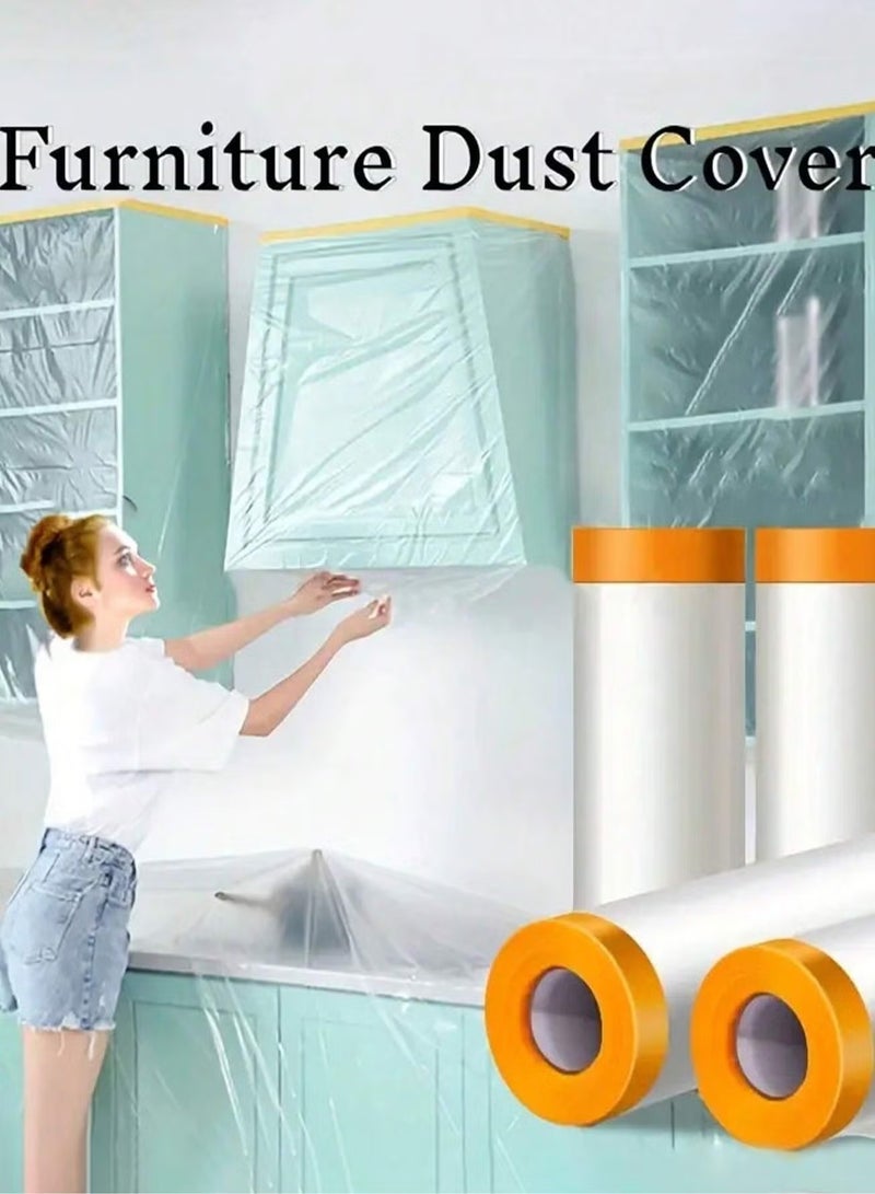 GMORO 2Roll Reusable Furniture Dust Cover Roll with Adhesive Tape (Length) 2000* (Width) 110 Cm - Image 2
