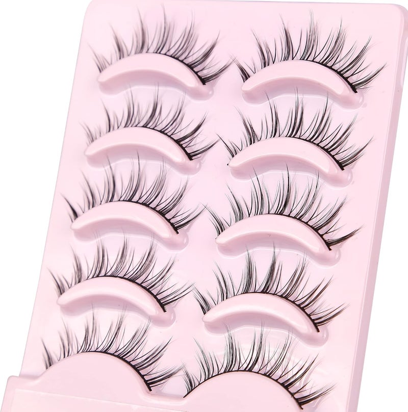 aupalada False Eyelashes Natural Look Lashes Wispy Manga Spiky Eye Lashes Fake Eyelashes Set,Tatti lashes,Strip lashes,Eyelash, Black, Pack Of 5 - Image 4