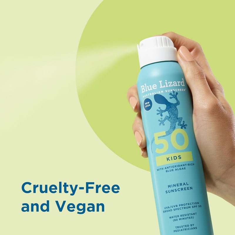 BLUE LIZARD Kids Mineral Sunscreen Spray SPF 50+, Brand, Broad-Spectrum UVA/UVB Protection, Water-Resistant, Zinc Oxide Formula, 5 fl oz - Image 3