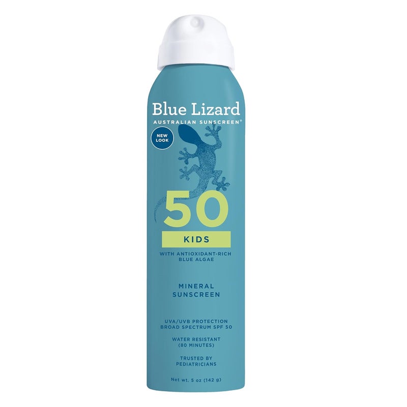 BLUE LIZARD Kids Mineral Sunscreen Spray SPF 50+, Brand, Broad-Spectrum UVA/UVB Protection, Water-Resistant, Zinc Oxide Formula, 5 fl oz - Image 1