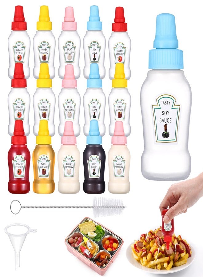 Hoemwarm 16 pcs Mini Ketchup Bottles,25ML Condiment Squeeze Bottles Plastic Sauce Container for Kids Lunch box Portable Refillable Honey Sauce Salad Dressing Dispensers Jars Containers - Image 1