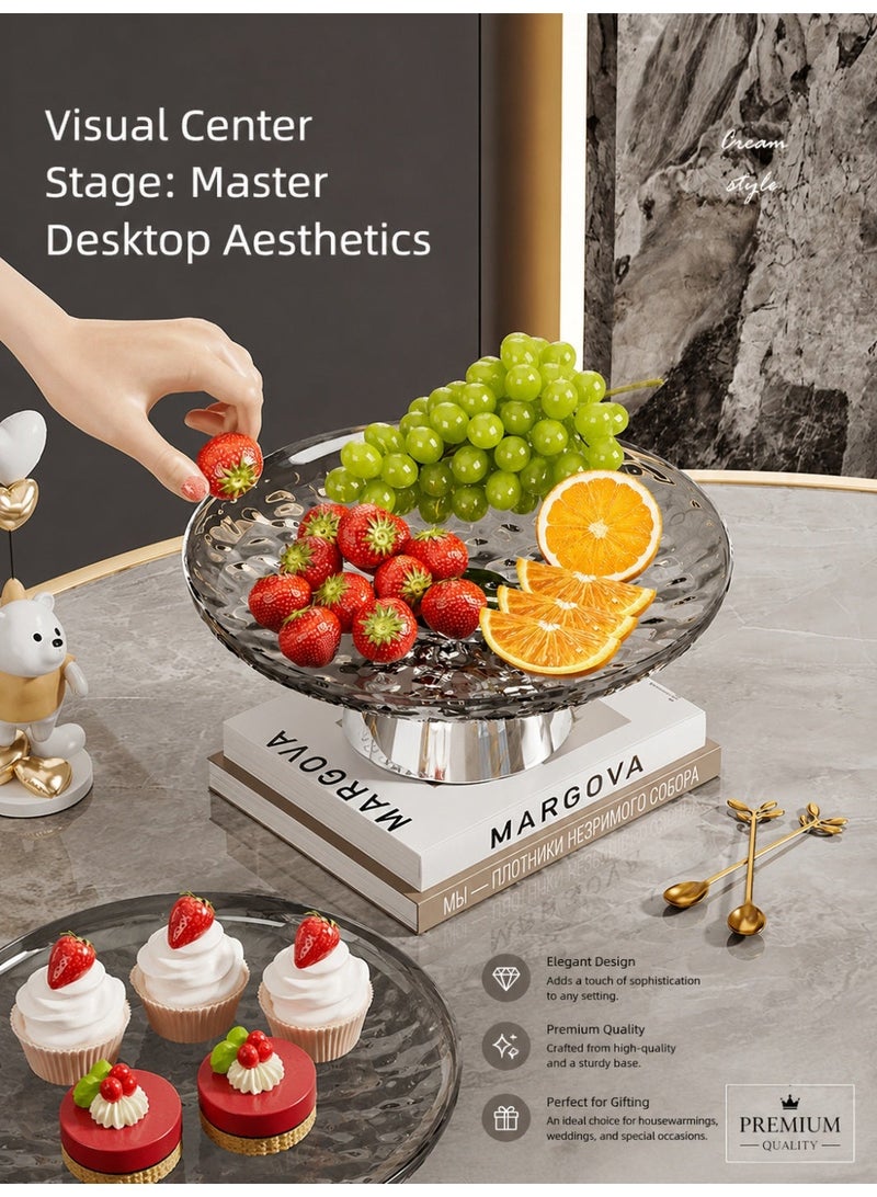 nehem 6 PCS Clear Serving Tray, Serving Plate, Elegant Polka Dot Pattern Clear Trays, Spill-Proof Tray, Decorative Serving Tray for Candy, Fruit, Nuts & Desserts - Image 4