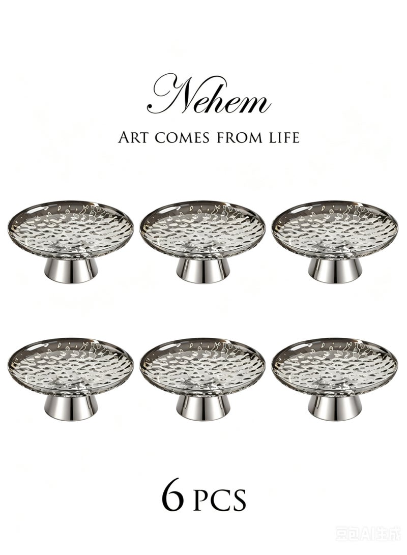nehem 6 PCS Clear Serving Tray, Serving Plate, Elegant Polka Dot Pattern Clear Trays, Spill-Proof Tray, Decorative Serving Tray for Candy, Fruit, Nuts & Desserts - Image 1