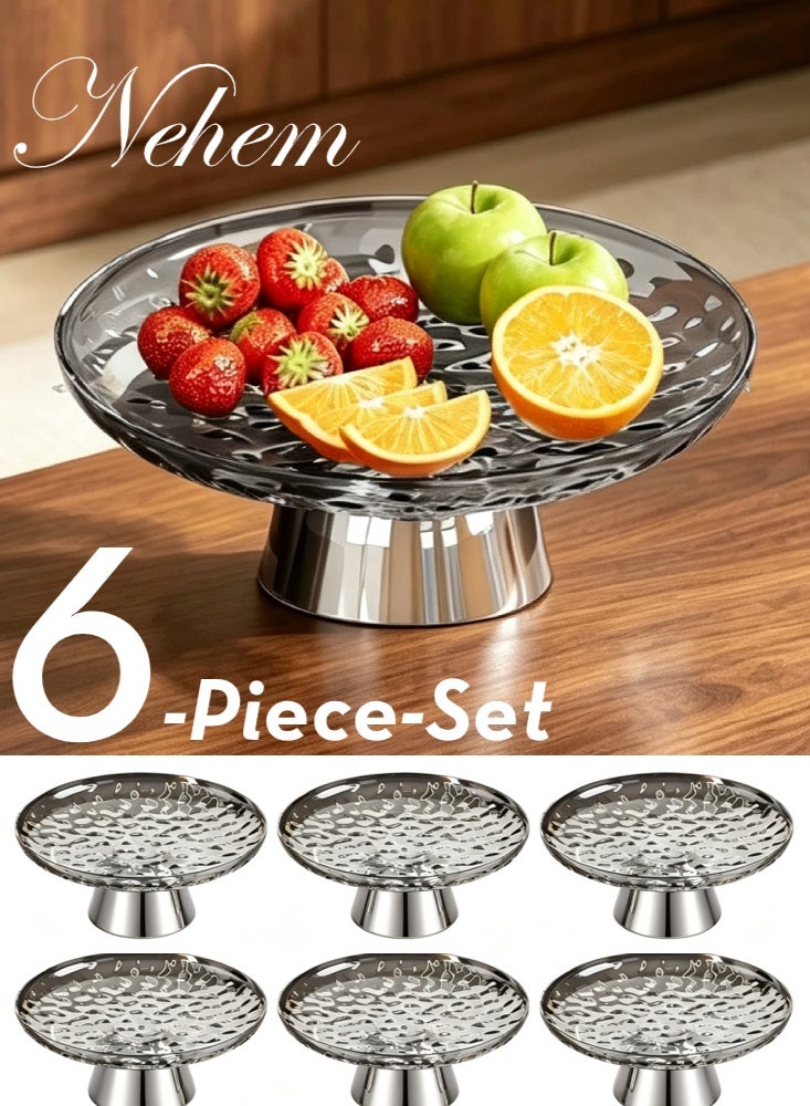nehem 6 PCS Clear Serving Tray, Serving Plate, Elegant Polka Dot Pattern Clear Trays, Spill-Proof Tray, Decorative Serving Tray for Candy, Fruit, Nuts & Desserts - Image 1
