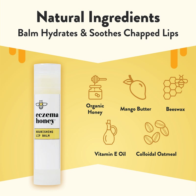 ECZEMA HONEY Nourishing Lip Balm - Organic Chapstick for Sensitive Skin - Daily Lip Moisturizer for Very Dry Lips - Mango Butter & Honey Lip Balm - Natural Lip Care Products (1 Ct) - Image 2